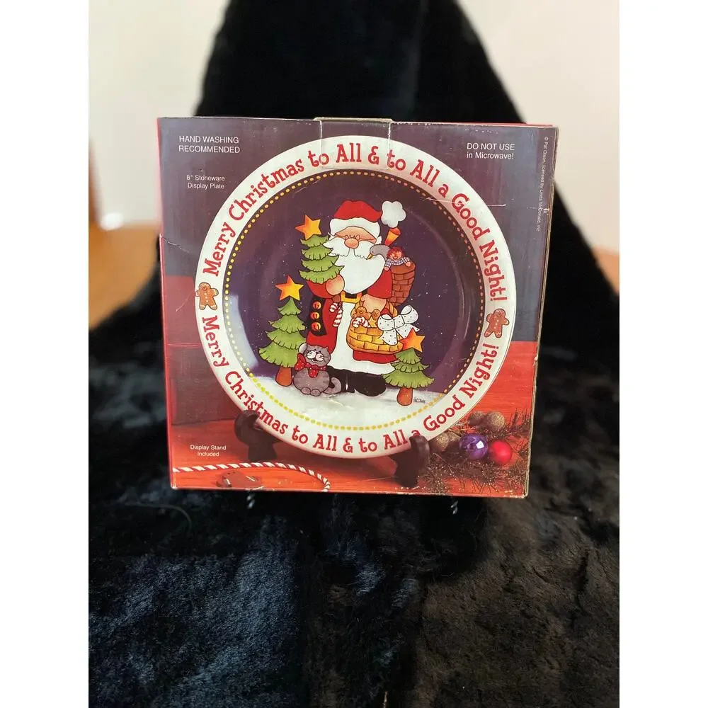 Kris Kringle and Critters Display Plate and Stand Santa Cookie Plate